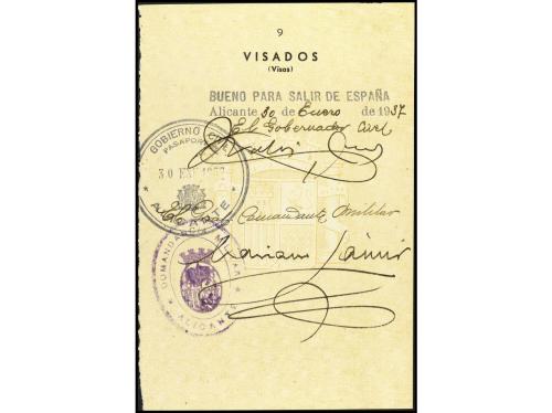 ✉ ESPAÑA GUERRA CIVIL. 1937. ALICANTE. 2 hojas de VISADO con