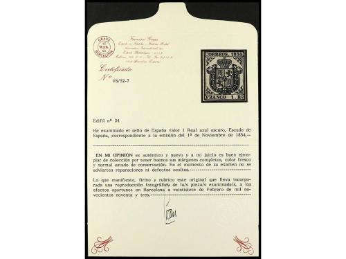 (*) ESPAÑA. Ed. 34. 1 real azul. Buen ejemplar de color inte