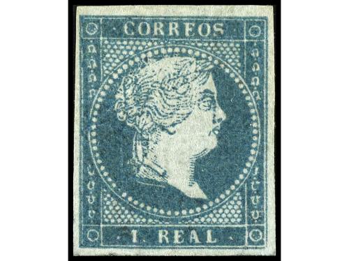 * ESPAÑA. Ed. 41. 1 real azul. Muy buen ejemplar de amplios 