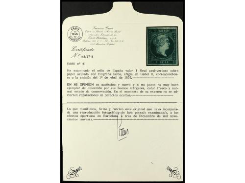 * ESPAÑA. Ed. 41. 1 real azul. Muy buen ejemplar de amplios 
