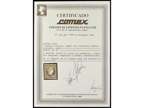 (*) ESPAÑA. Ed. 46. 2 reales violeta. Muy buen ejemplar. Cer