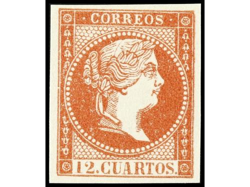 ESPAÑA. PRUEBAS: 2 c. negro, 4 c. azul, 4 c. rojo y 12 c. di