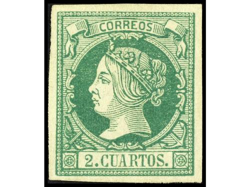 (*) ESPAÑA. Ed. 51. 2 cuartos verde, grandes márgenes. PIEZA