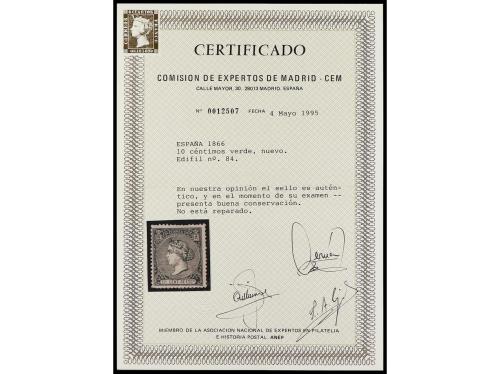 * ESPAÑA. Ed. 84. 10 céntimos verde. Buen ejemplar. Cert. CE