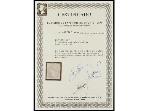 (*) ESPAÑA. Ed. 87. 2 cuartos castaño. Centrado perfecto. PI