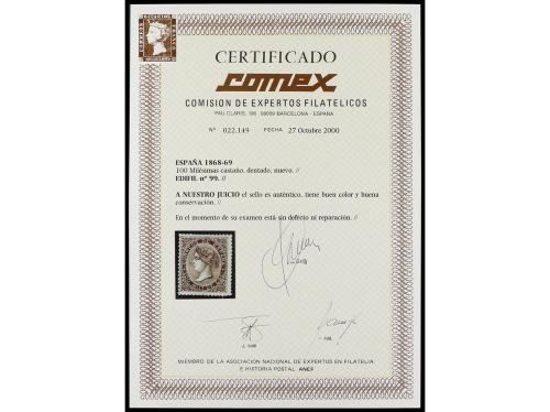 * ESPAÑA. Ed. 99. 100 milésimas castaño. Buen ejemplar. Cert