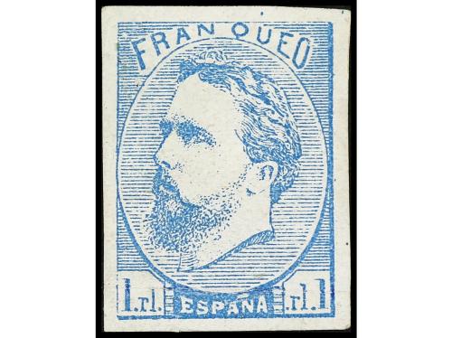 * ESPAÑA. Ed. 156, (*) 158. 1 real azul, pliegue horizontal 