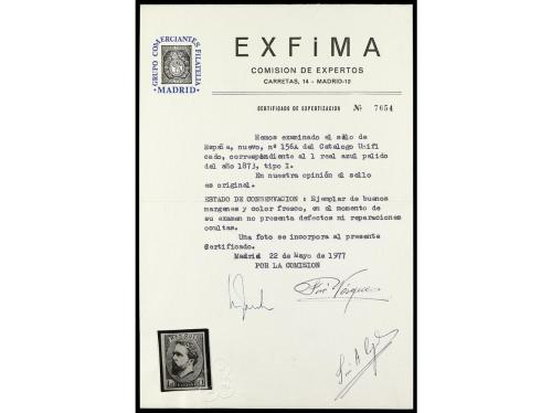 * ESPAÑA. Ed. 156A. 1 real azul, sin tilde en la "Ñ". Muy bu