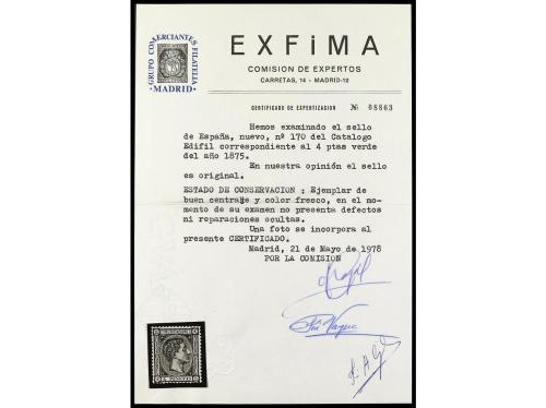 ** ESPAÑA. Ed. 170. 4 pesetas verde. Muy buen ejemplar. Cert