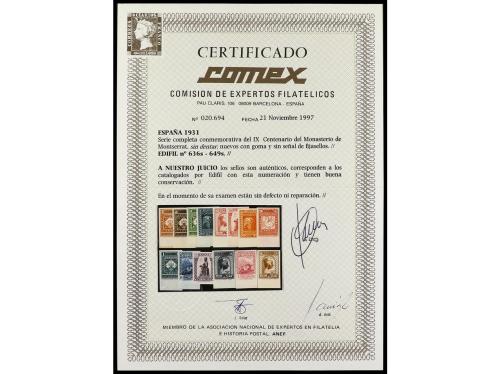 ** ESPAÑA. Ed. 636/49s. SERIE COMPLETA, 14 valores SIN DENTA
