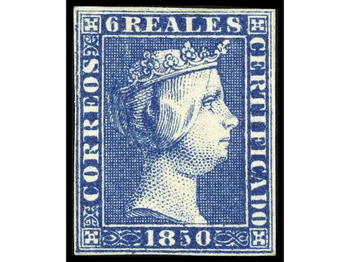 (*) ESPAÑA. Ed. 4. 6 reales azul. Buen color. Márgenes ajust