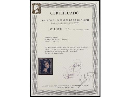 (*) ESPAÑA. Ed. 4. 6 reales azul. Buen color. Márgenes ajust