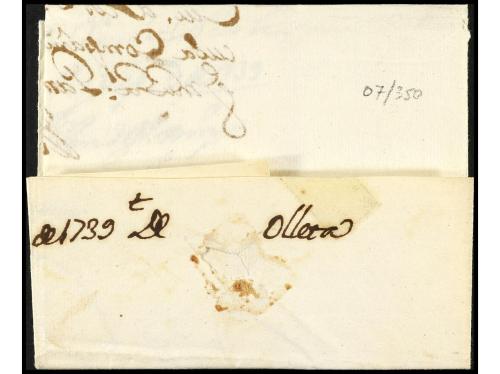 ✉ ESPAÑA: PREFILATELIA. 1739 (9 septiembre). Sobrescrito a T