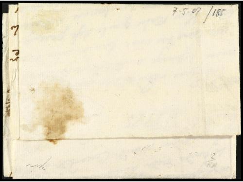 ✉ ESPAÑA: PREFILATELIA. 1758 (15 febrero). Sobrescrito a PAM