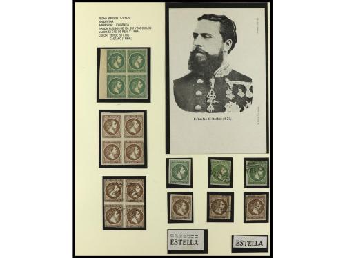 ESPAÑA. CARLISTAS. Pequeña colección en hojas de exposición.