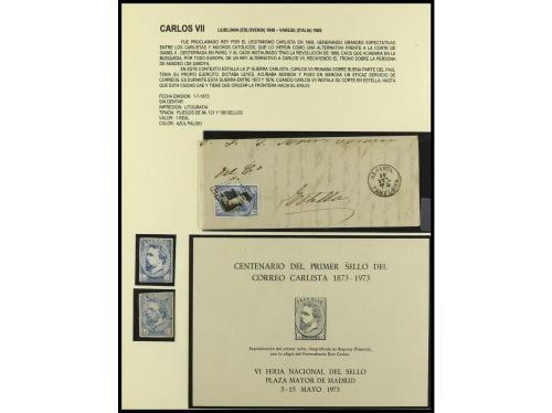 ESPAÑA. CARLISTAS. Pequeña colección en hojas de exposición.