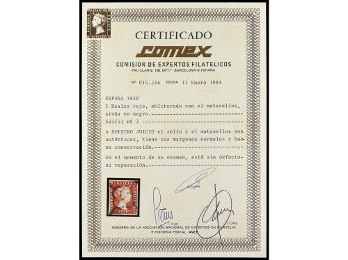 º ESPAÑA. Ed. 3. 6 reales rojo. Buenos márgenes y fino matas