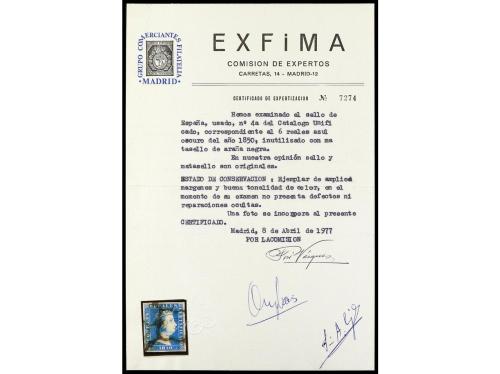 º ESPAÑA. Ed. 4. 6 reales azul. Muy bonito ejemplar. Cert. E