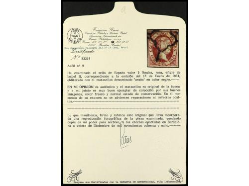 º ESPAÑA. Ed. 9. 5 reales rojo. Muy buen ejemplar. Cert. GRA