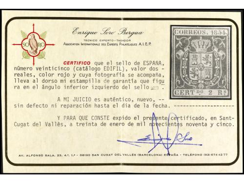 (*) ESPAÑA. Ed. 25. 2 reales rojo. Buen color y buenos márge