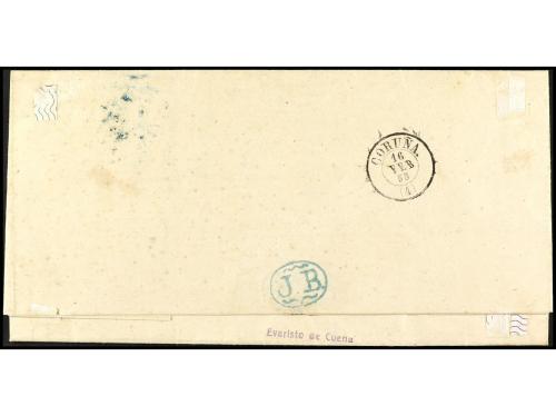✉ ESPAÑA. Ed. 48. 1858. MUROS a CORUÑA. 4 c. mat. parrilla a