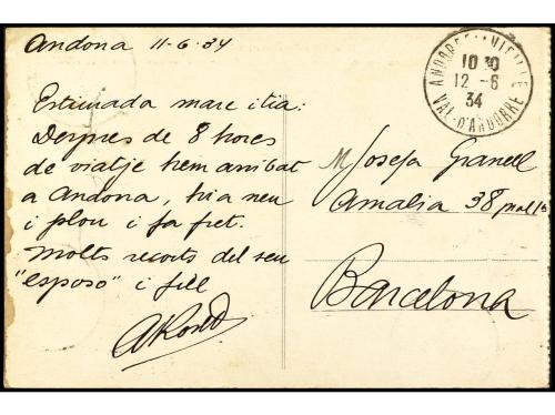 ✉ ANDORRA: ANDORRA FRANCESA. Yv. 28, 32, 35. 1934. Tarjeta P