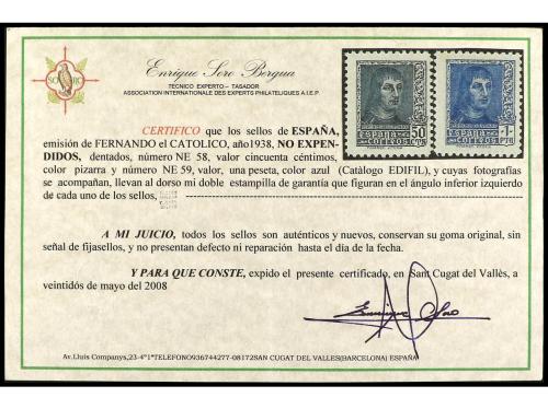 ** ESPAÑA. Ed. NE 58/9. SERIE COMPLETA, 2 valores NO EXPENDI