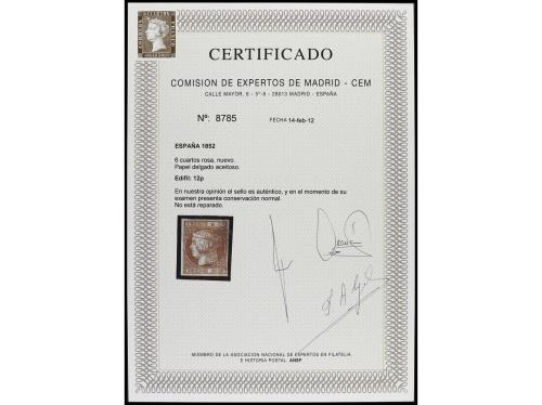 * ESPAÑA. Ed. 12. 6 cuartos rosa, papel aceitoso. Muy buen e