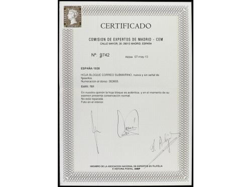 ** ESPAÑA. Ed. 781. HB. Goma habitual. LUJO. Cert. CEM. Cat.