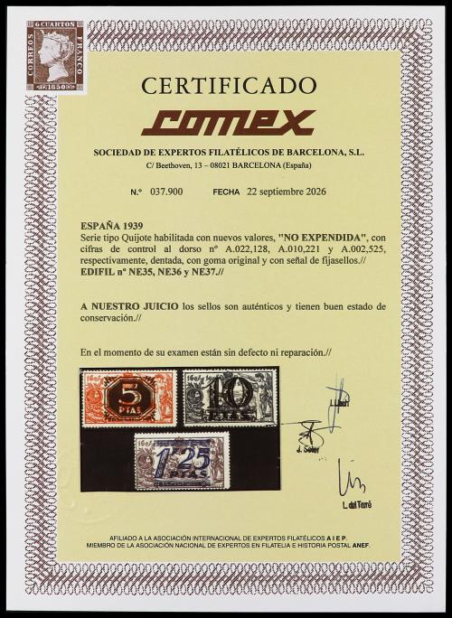 * ESPAÑA. Ed. NE 35/37. SERIE COMPLETA. 3 valores NO EXPENDI