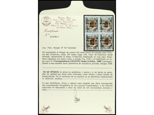 ** ESPAÑA E. LOCALES PATRIOTICAS: BURGOS. Ed. 53. 20 cts. s.