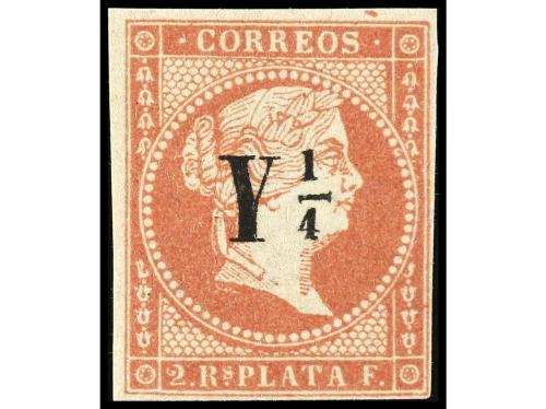 ° CUBA. Ed. 4 y (*) 10. 1/4 sobre 2 reales carmín y 1/4 sobr