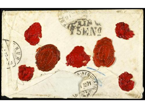 ✉ ESPAÑA. Ed. 109 (2). 1872. SEVILLA a SUIZA. Carta certific
