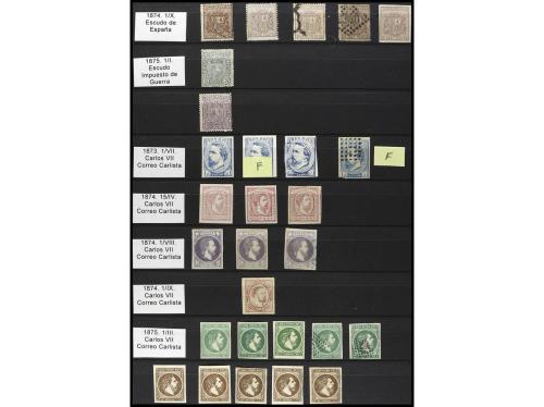 */° ESPAÑA. Ed. 143/170. 1874-75. Colección stock montada en