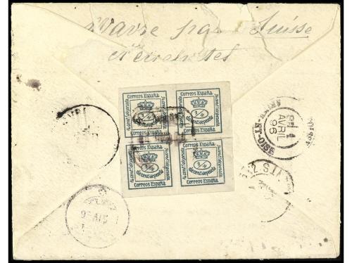 ✉ ESPAÑA. Ed. 213, 215, 217/25. 1896. LAS PALMAS a FRANCIA. 