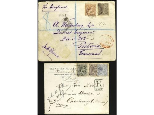 ✉ ESPAÑA. 1890-1900. ALFONSO XIII. PELÓN. Conjunto de 8 cart