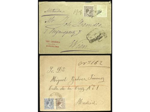 ✉ ESPAÑA. 1890-1900. ALFONSO XIII. PELÓN. Conjunto de 8 cart