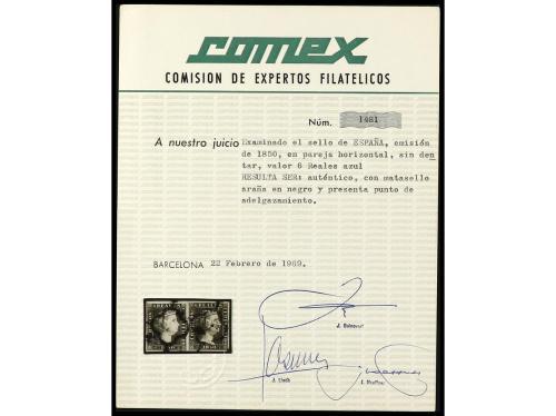 ° ESPAÑA. Ed. 4. 6 reales azul, pareja amplios márgenes. Un 