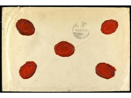 ✉ ESPAÑA. Ed. 250 (9), 246. 1903. BARCELONA a ALEMANIA. 15 c
