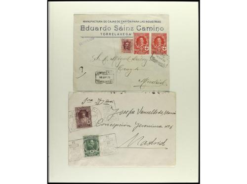 ✉ ESPAÑA. Conjunto de 14 sobres, todos período 1926-1927, CR