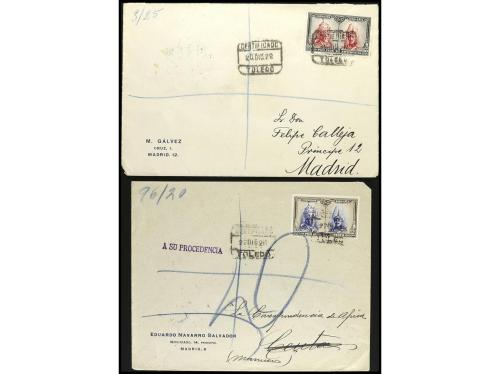 ✉ ESPAÑA. 1928. Conjunto de 6 sobres circulados con sellos d