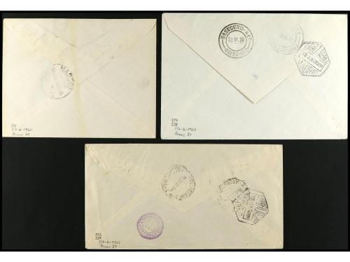 ✉ ESPAÑA. Conjunto de 3 sobres circulados 17 junio 1930, con