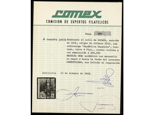 ° ESPAÑA. Ed. 602A. 4 pts. carmín violeta, al dorso numeraci
