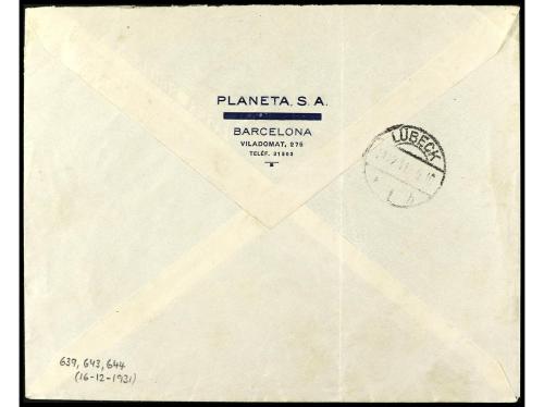 ✉ ESPAÑA. Ed. 639, 643, 644. 1931. BARCELONA a ALEMANIA. 10 