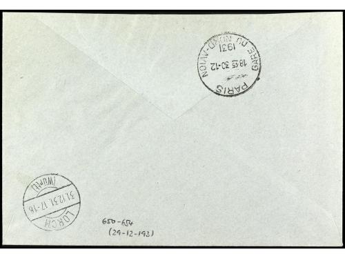 ✉ ESPAÑA. Ed. 650/54. 1931. BARCELONA a ALEMANIA. Serie comp