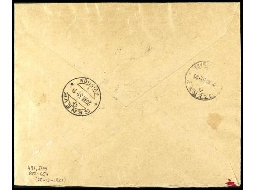 ✉ ESPAÑA. Ed. 650/54, 491, 496. 1931. BARCELONA a SUIZA. Car
