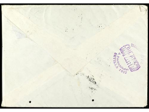 ✉ ESPAÑA. Ed. 670/71, 673 (3). 1933. SEVILLA a ALEMANIA por 
