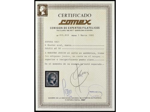 (*) ESPAÑA. Ed. 10. 6 reales azul, márgenes ajustados, leve 