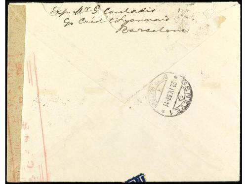 ✉ ESPAÑA. Ed. 755 (2). 1938. BARCELONA a SUIZA. 45 c. s. 15 