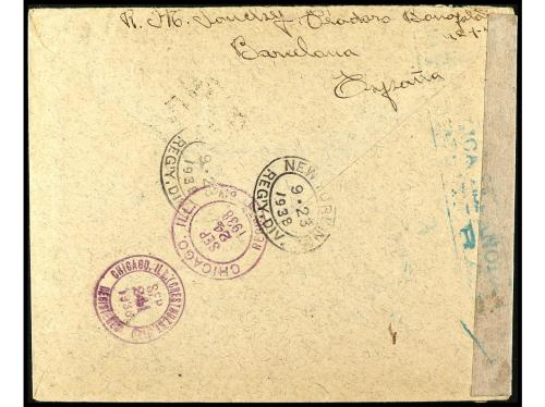 ✉ ESPAÑA. Ed. 757, 763, 773/74. 1938. BARCELONA a CHICAGO. P